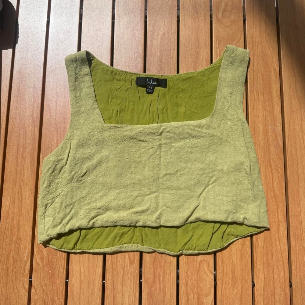 Lulus green square neck tank top in XS